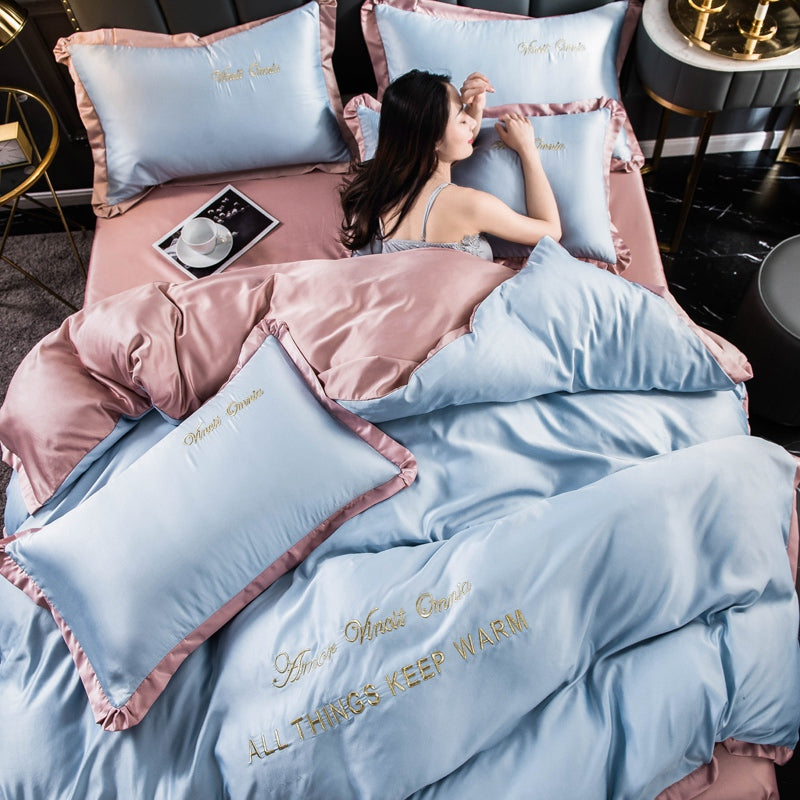 Four pieces of silk quilt cover