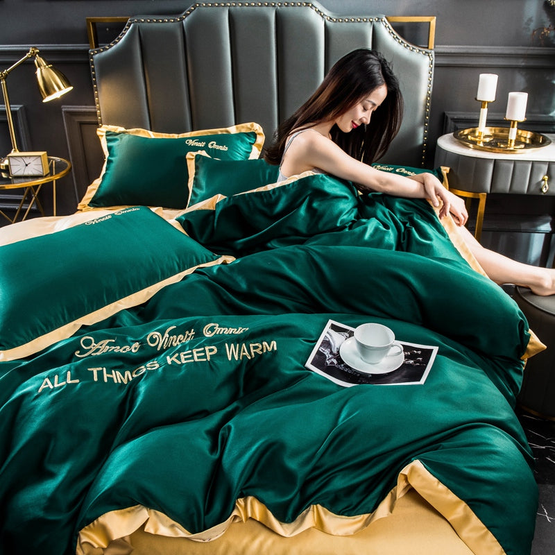 Four pieces of silk quilt cover